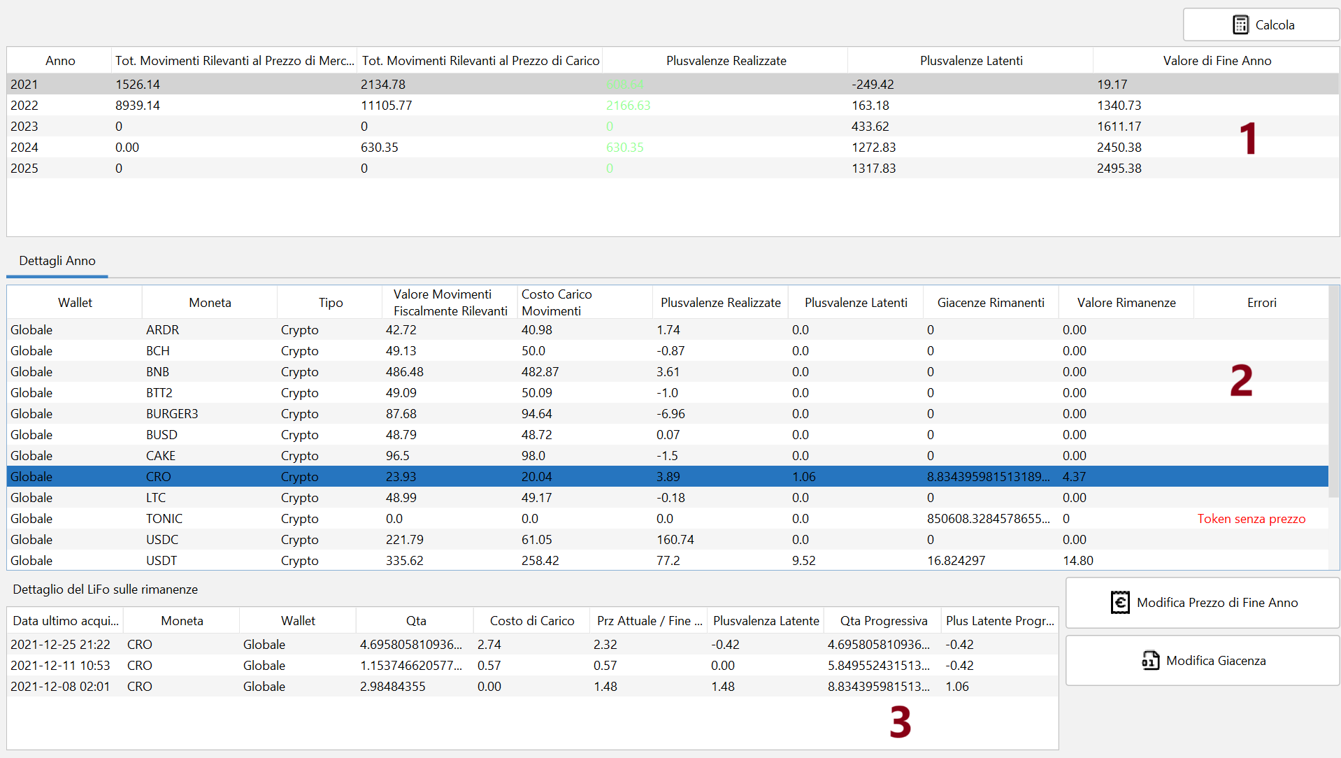 Schermata della funzione RT & Analisi P&L
