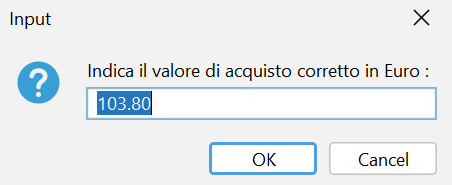 Importo dell'acquisto