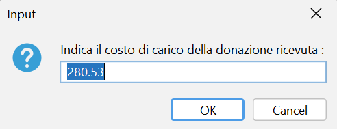 Costo di carico della donazione