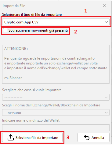 Maschera di importazione