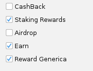 Tabella delle opzioni Rewards