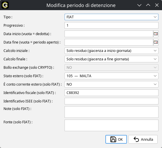 Modifica del periodo FIAT